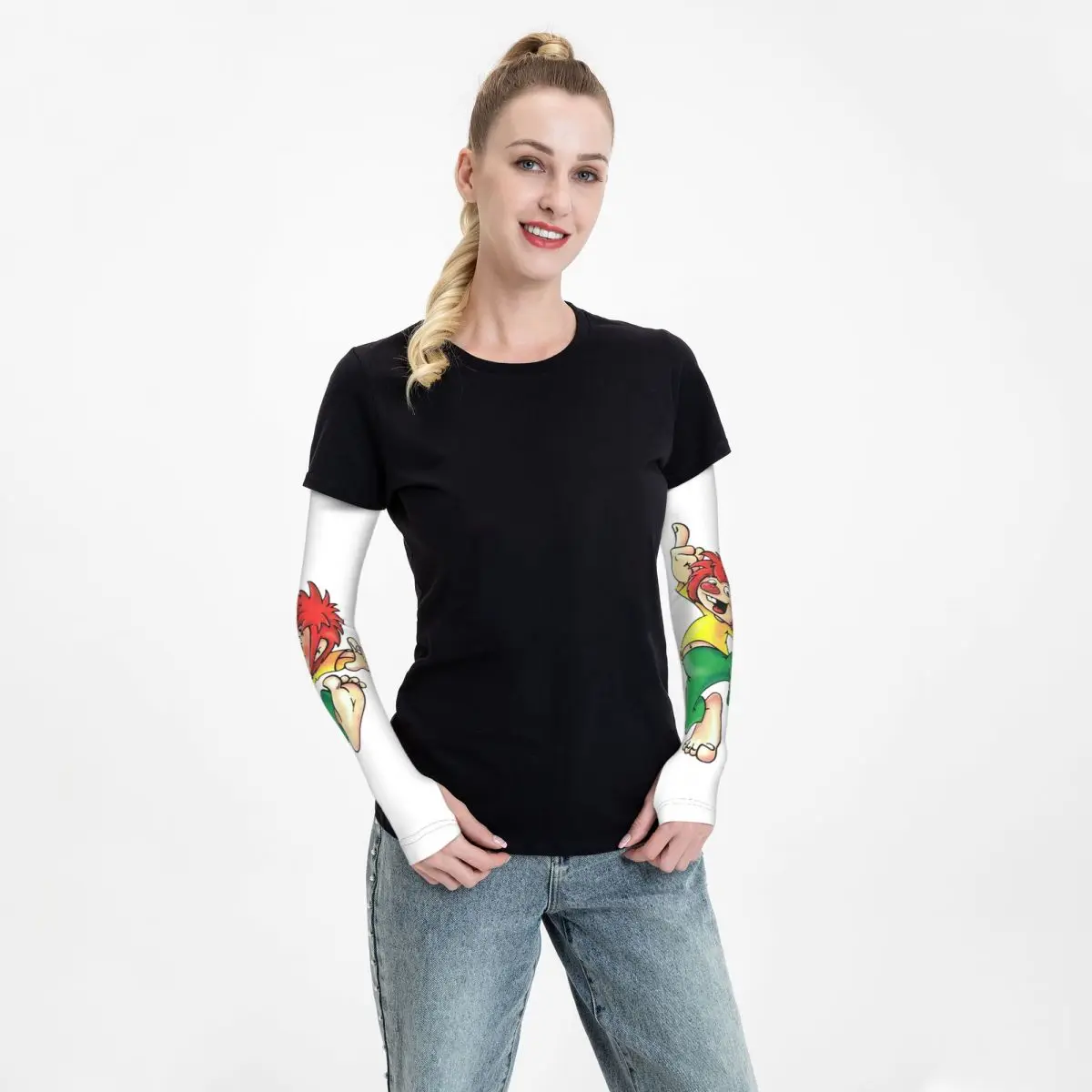 Pumuckl 1 أكمام أذرع تبريد خارجية من الشمس فوق البنفسجية غطاء حماية صيفي من الحرير الجليدي لركوب الدراجات وأكمام وشم