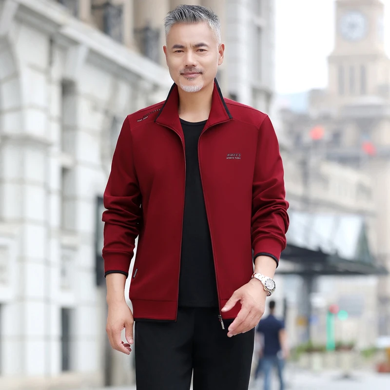 

Свободный спортивный костюм с длинными рукавами для мужчин среднего и старшего возраста, весенне-осенний повседневный комплект из двух предметов для папы