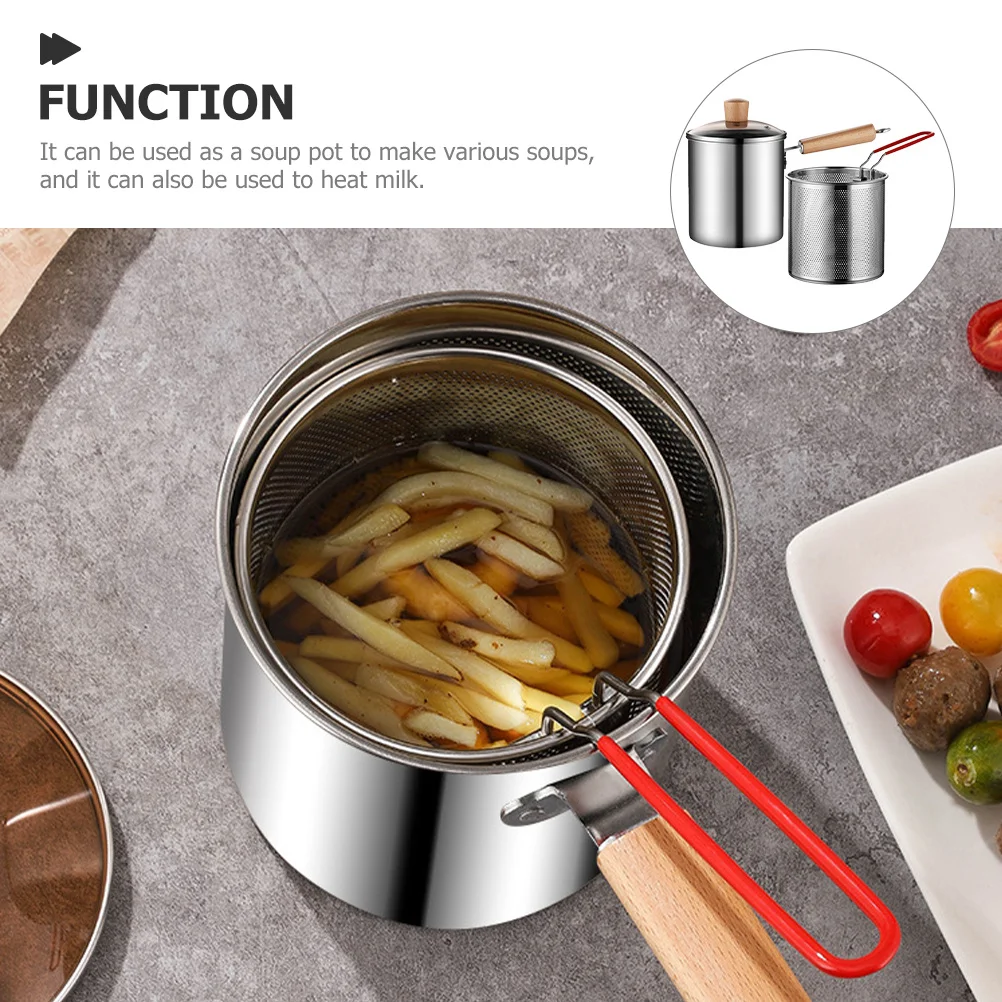

Stainless Steel Fryer Deep Pot Large Turkey Pan Japanese-style Frying Basket Pots