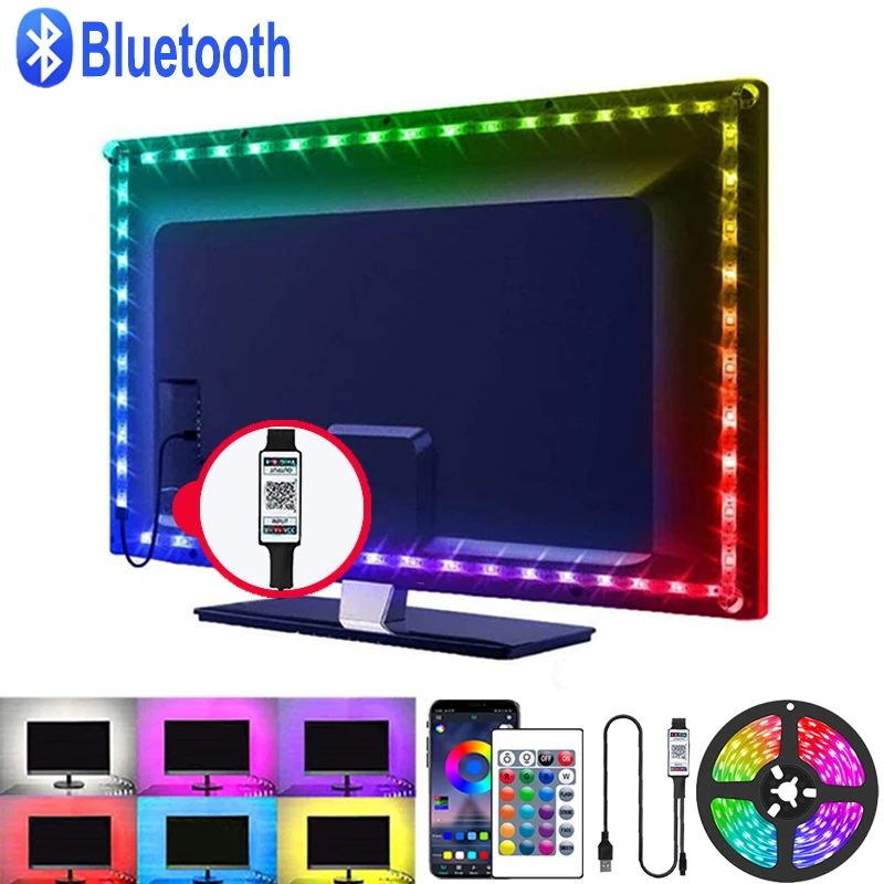 Led Strip Light Rgb Usb Bluetooth Led Tape Light Smart Remote Control 5V Rgb Led Lights Strip 5050 Christmas Lights TV Backlight