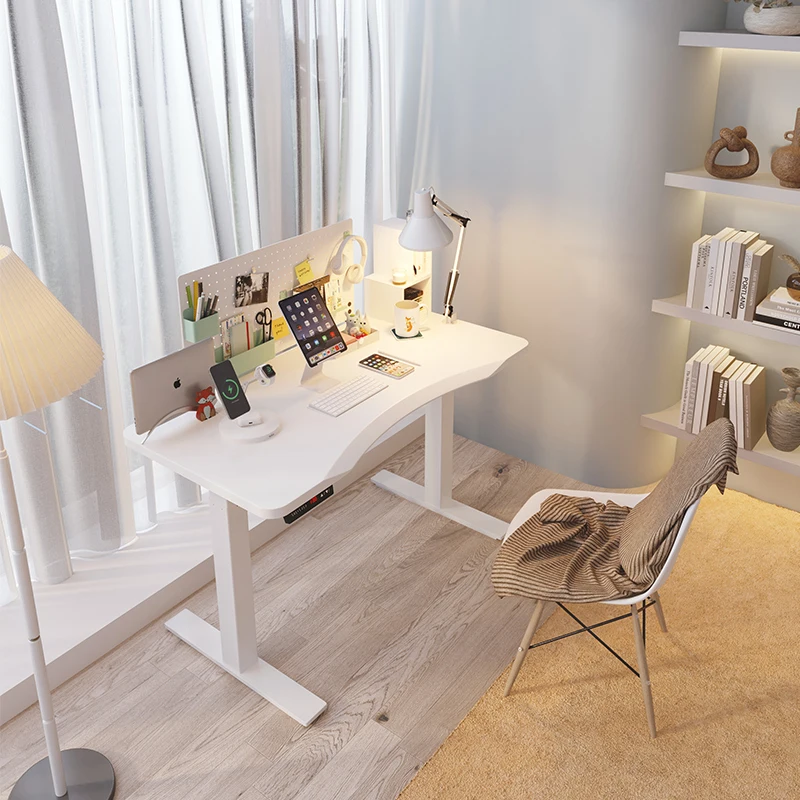 

Morden Top Quality Ergonomic Height Adjustable Computer Sit Standing Desk Workstation Electric Curved Tables Wholesale Factory