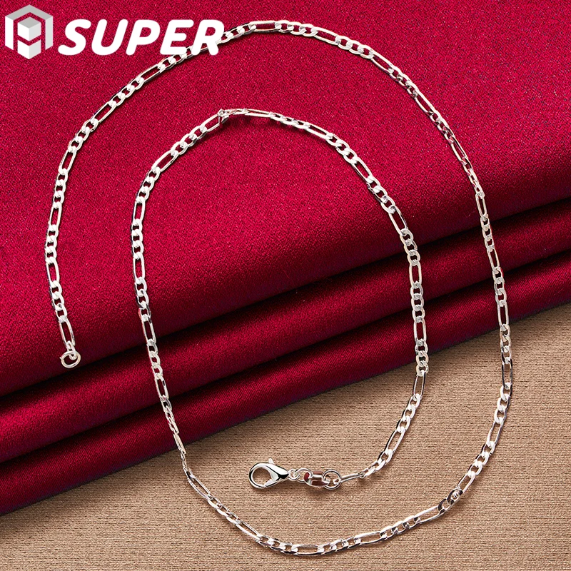 925 Sterling Silver 4mm Side Chain 16/18/20/22/24/26/28/30 Inch Necklace For Women Man Fashion Wedding Charm Jewelry