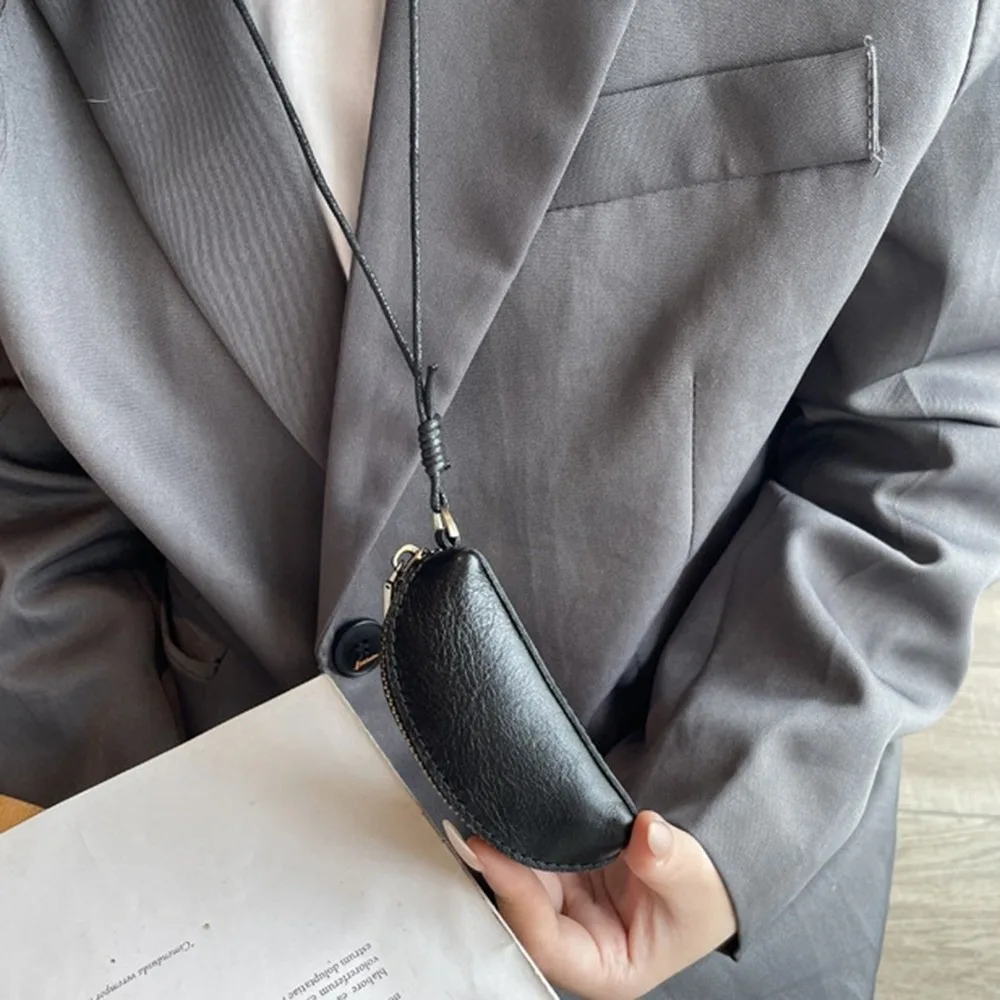 

Universal Car Key Bag Multifunctional with Lanyard Mini Storage Bag Large Capacity Genuine Leather Small Coin Purse Men