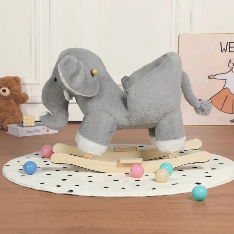 Children's Riding Swinging Elephant Toy Grey Plush Elephant Joystick Children's Riding Toy Nursery and Playroom Gift