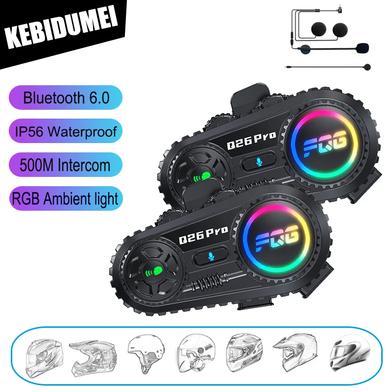 

Motorcycle Helmet Intercom Headset 1000mAH Voice Control Hands-Free Call Music Player Earphone Wireless Handsfree Mic Headphones