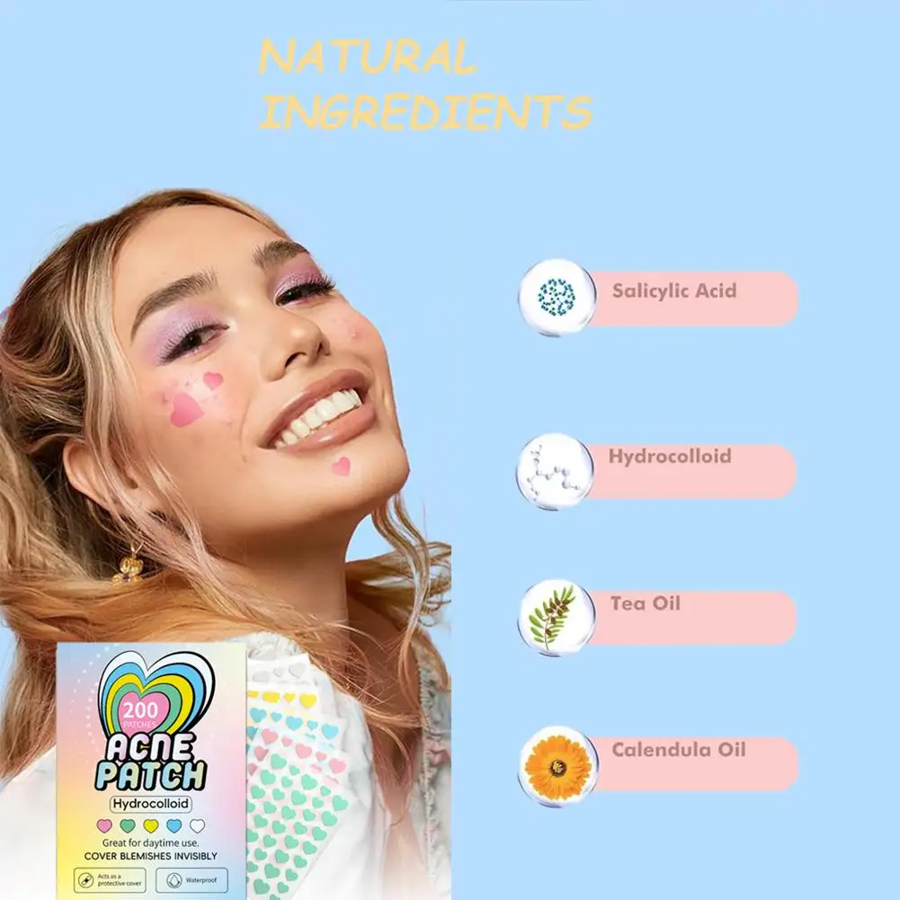 Colorful Cute Star Heart Shaped Acne Treatment Sticker Invisible Acne Cover Pimple Patch Women Facial Skin Care Makeup Tools