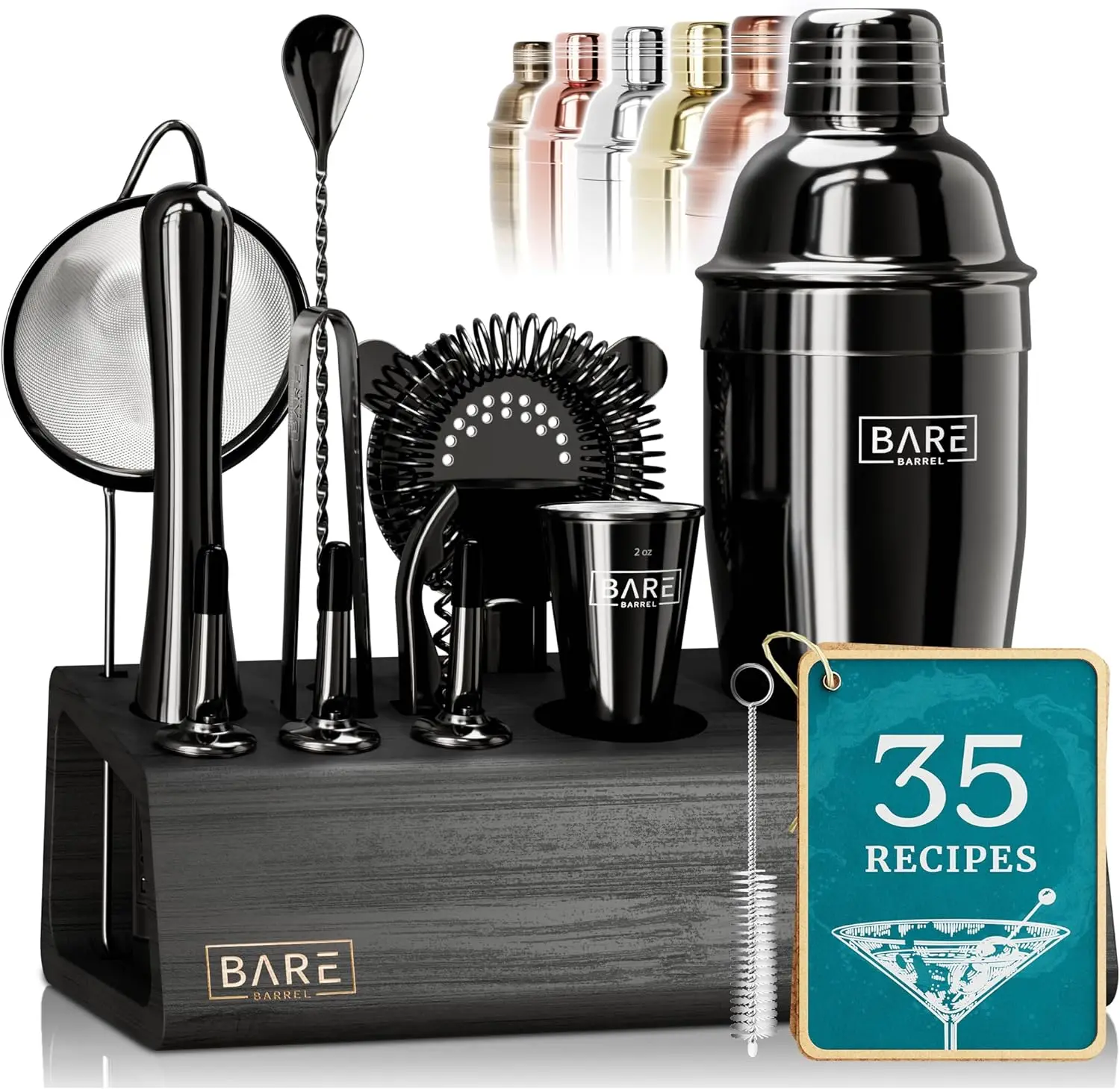 

14-Piece Cocktail Shaker Set | Martini Barware Mixing Tools for Home Bartending | Incl. 35 Recipe Cards