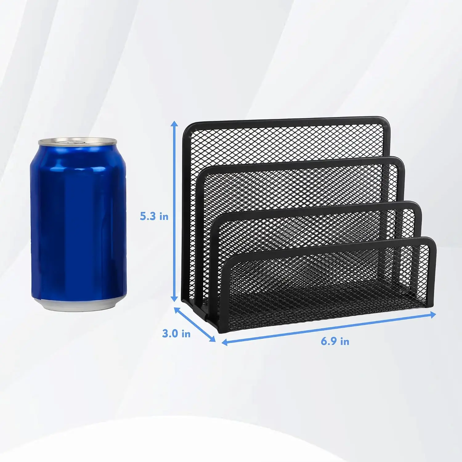 Desk Mail Organizer, 2 Pack, Metal Mesh, 3 Vertical Compartments, Black, Office Paper Sorter view 2