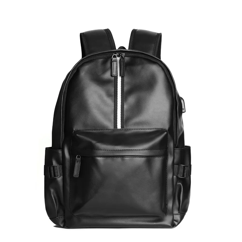 Modischer Rucksack mit Streifenmuster für Herren, große Kapazität, Reisetasche mit USB-Anschluss, Herrenrucksäcke, weicher Rucksack aus PU-Leder, Schulrucksack für männliche Studenten. – Detail 3