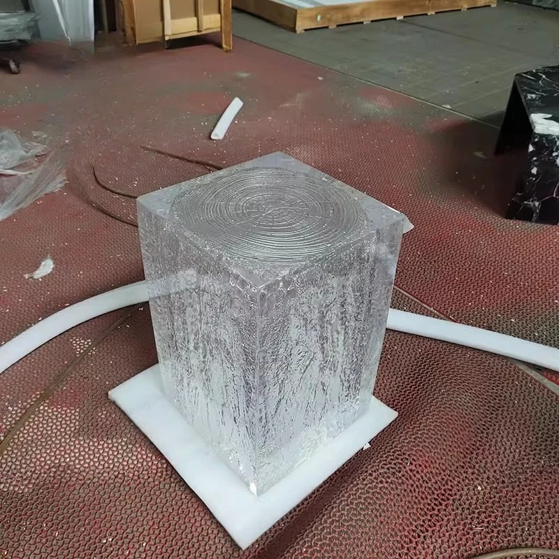 

Stylish transparent resin stool stump pier bar dining stool square edge table coffee table