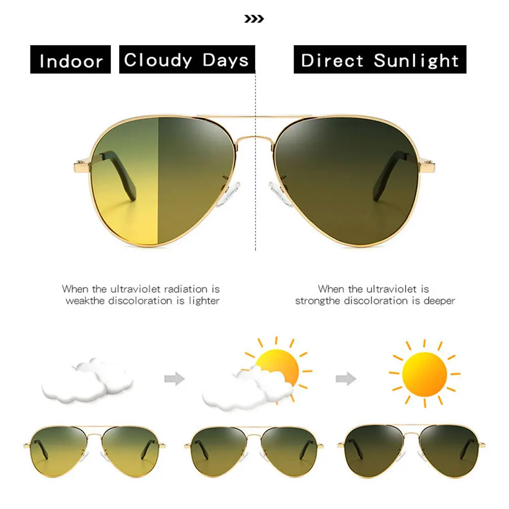 Gafas de sol polarizadas que cambian de Color para hombre y mujer, lentes de conducción con visión nocturna, elegantes, de lujo, tendencia 2024