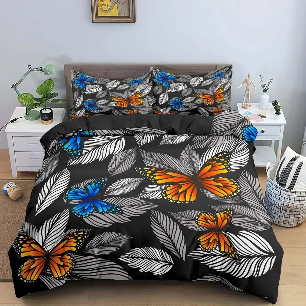 مجموعة غطاء لحاف على شكل فراشة، غطاء لحاف على شكل فراشة ملونة على شكل قلب، طقم سرير من البوليستر على شكل حيوان ربيعي طقم سرير للفتيات