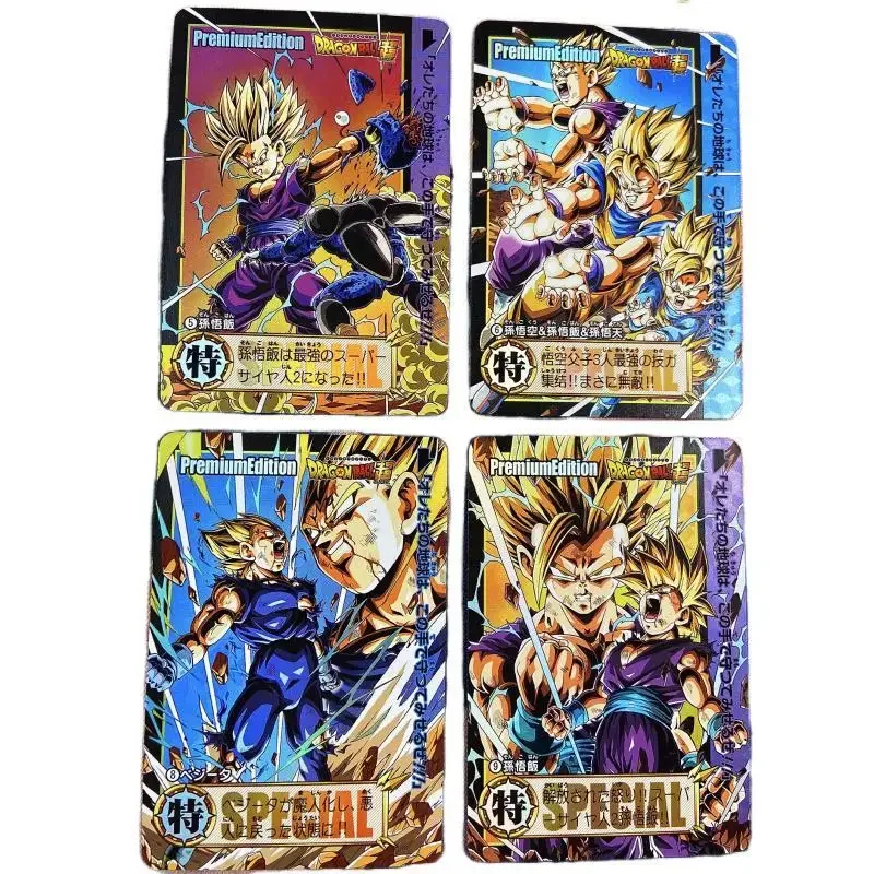 9Pcs/set Dragon Ball Son Goku Son Gohan Self Made Japanese Anime Game Characters Classic Series Color Flash Collection Card Toy