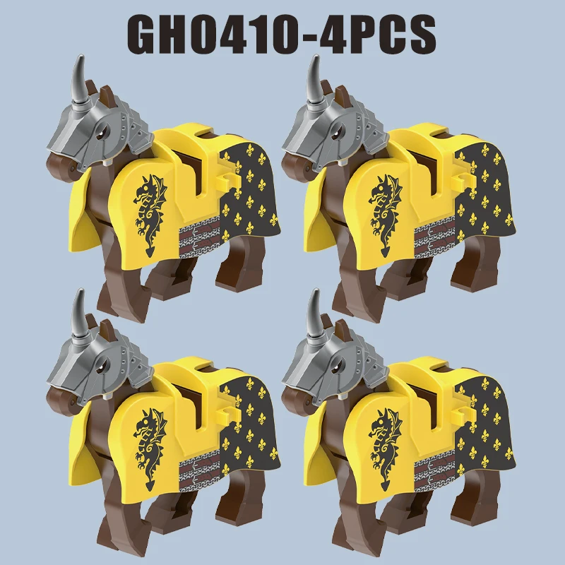 Mittelalterliche Burg Militär Warhorse Serie Bausteine Soldat Figuren Montieren Sattel Ritter Zubehör Wildschwein Ziegel Spielzeug