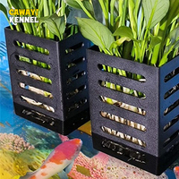 Pet Fish Tank Decorations Aquarium Plant Stand Adsorbable Hydroponic Plant Storage Plastic Aquarium Square Hollow Storage Basket