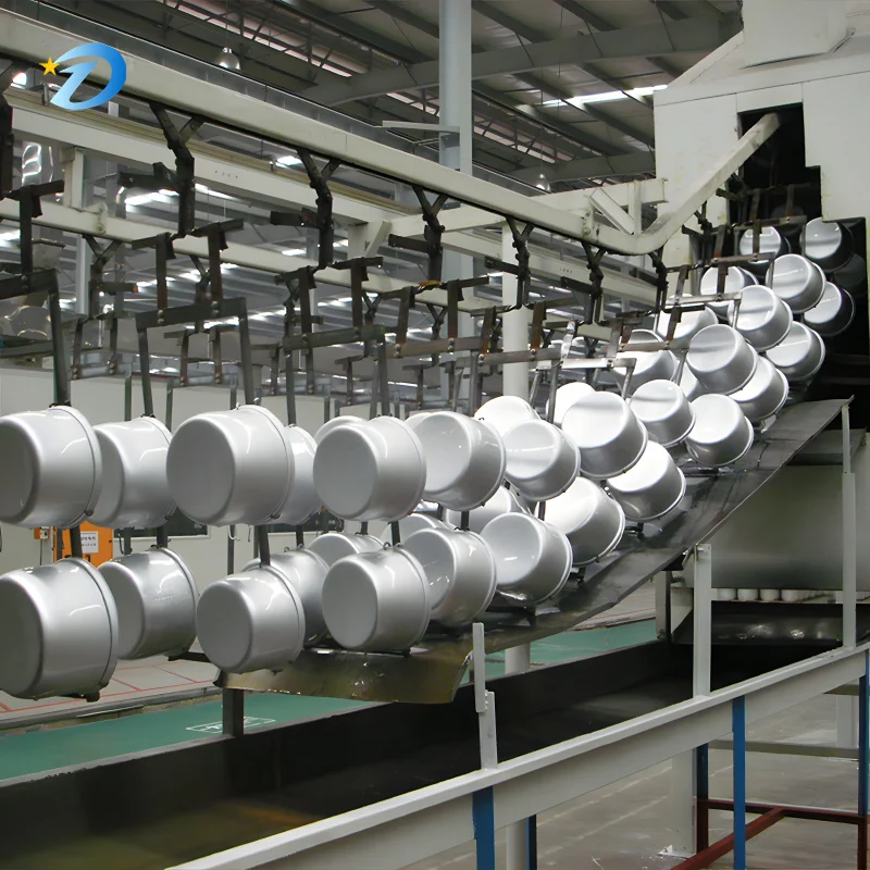 Lini Produksi Pelapisan Ruang Penyemprotan Bubuk Otomatis Peralatan Penyemprotan Bubuk Panci Anti Lengket Gantung Lini Elektroforesis