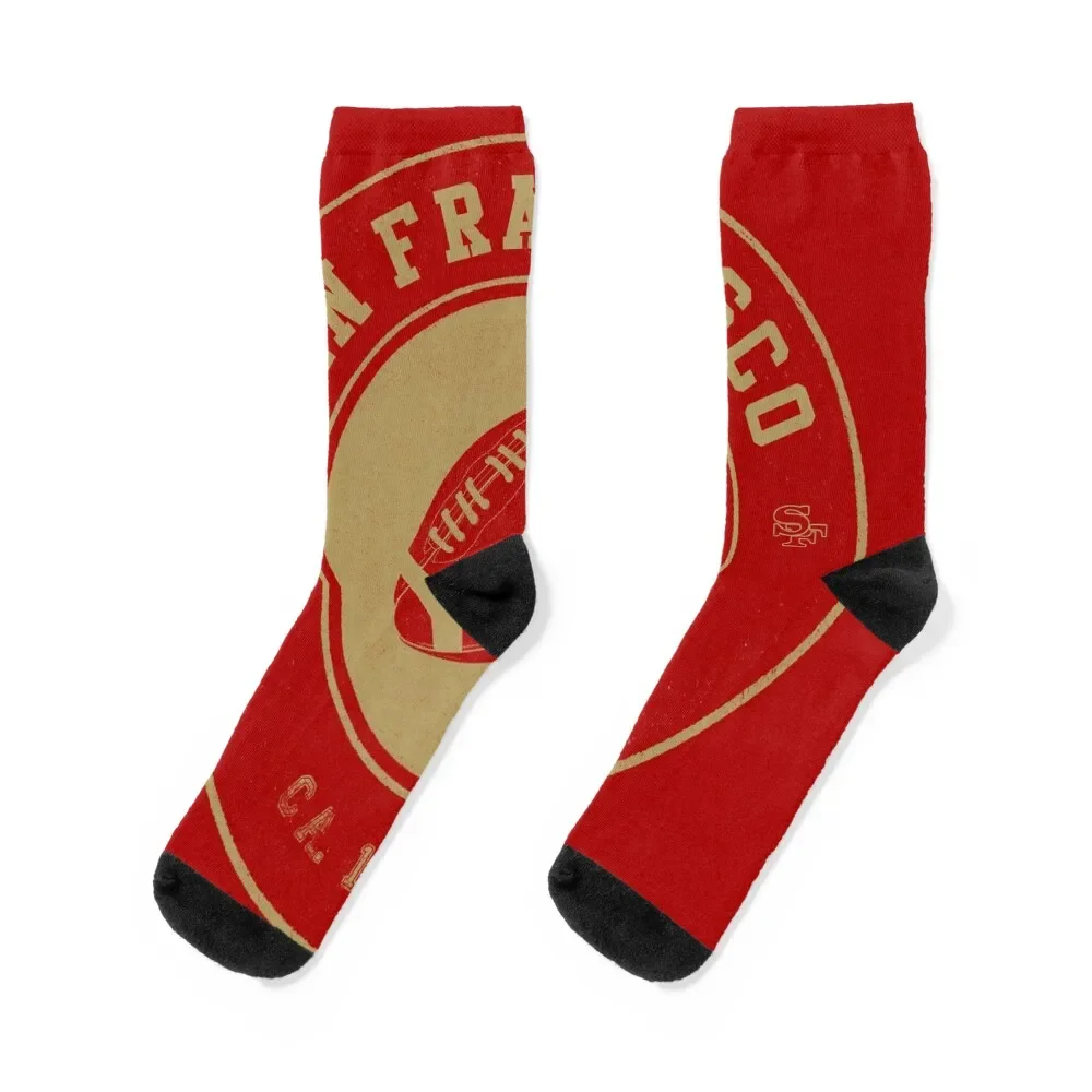 

San Francisco football vintage logo red Socks ankle anti slip football shoes colored Socks Female Men's