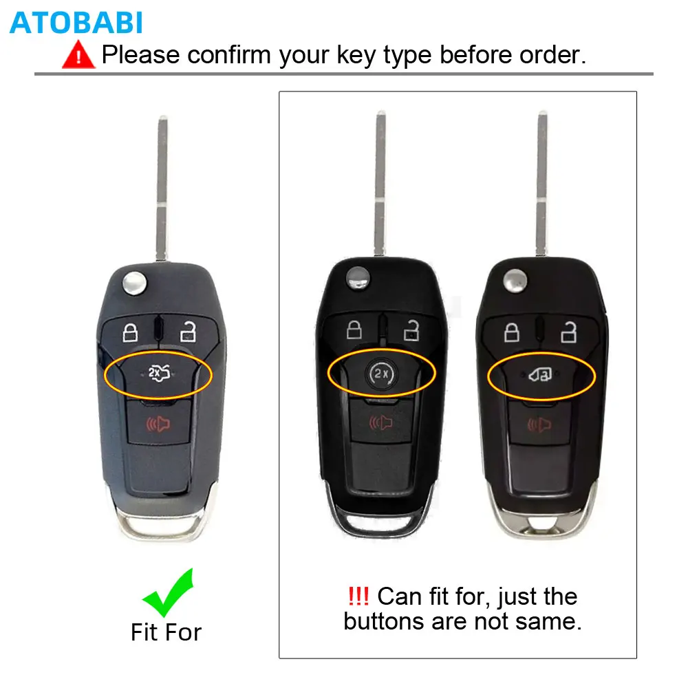 Leather Car Key Case For Ford Fusion 2013-2016 4 Buttons Folding Remote Fob Cover Keychain Holder Protector Bag Auto Accessories