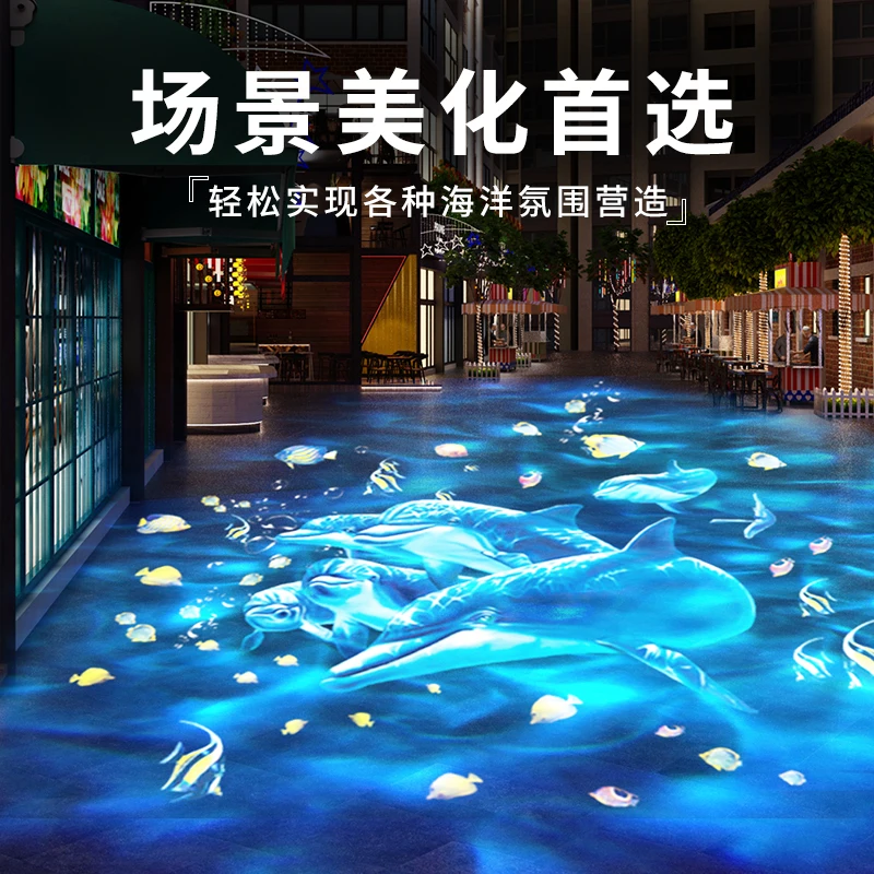 ثلاثية الأبعاد ديناميكية تموج الماء الإسقاط نمط مخصص كوي الأسماك دولفين السباحة المحيط العالم الإعلان شعار الباب رئيس الأضواء