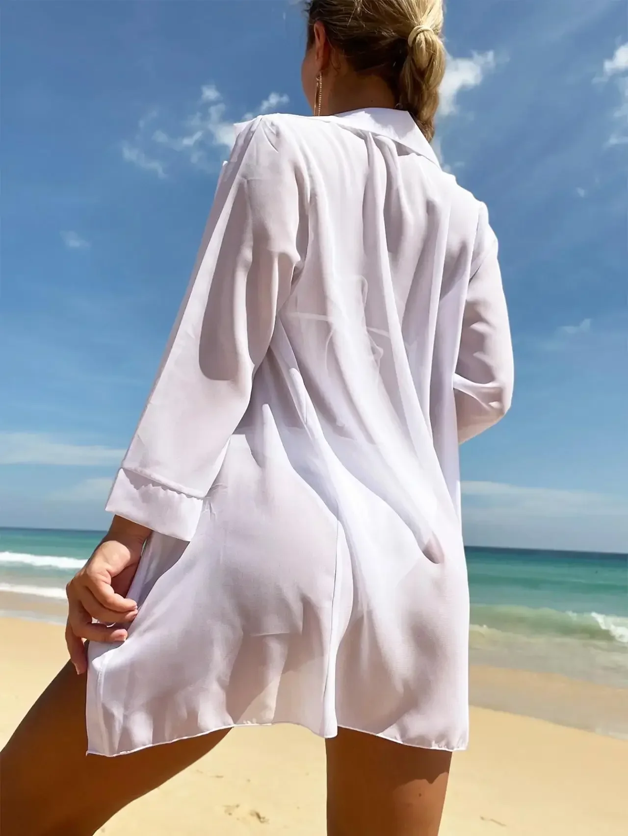 Sexy White 3 Piece Swimsuit Women Long Sleeve Shirt Cover Up Bikini Set 2025 Summer Bathing Suit Push Up Swimwear 2025 Biquini