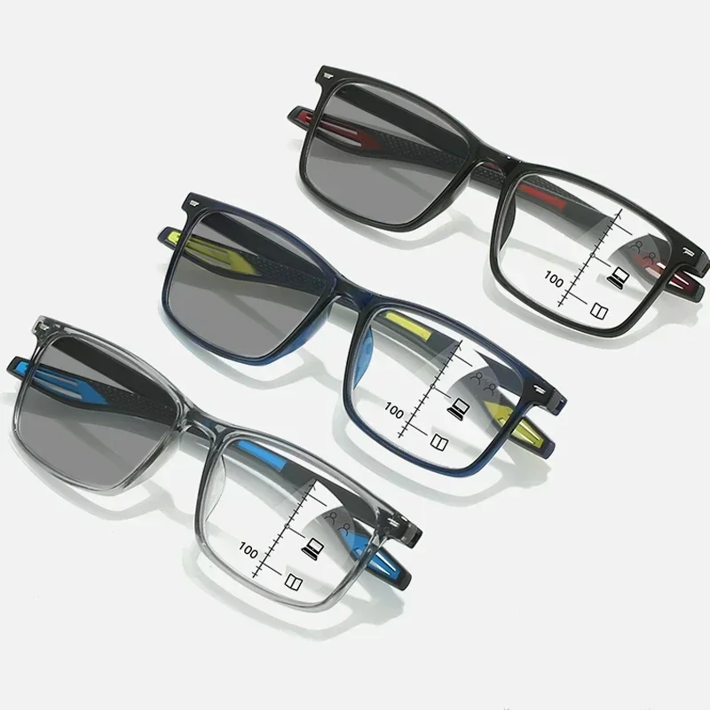 Sports Progressive Reading Glasses Anti Blue Light Multifocal Photochromic Women Retro Presbyopia Eyeglasses Outdoor Sunglasses