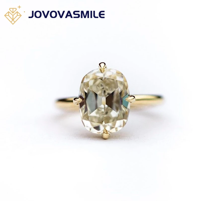 

JOVOVASMILE Moissanite 4.55 Carat 11x8.5mm Old Mine Cushion Cut 14K Gold Ring For Woman Jewelry with GRA