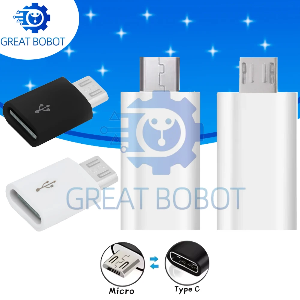 1Pcs MICRO  Female To type-c Android Adapter Mobile Phone Converter V8 Charging Data Transmission 5pin Conversion Head