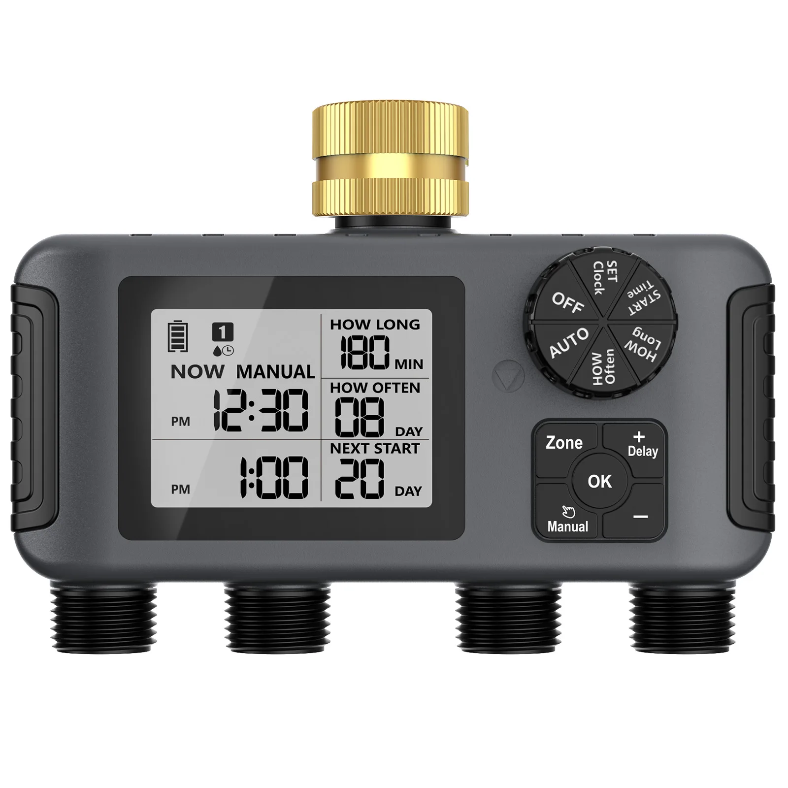 New outdoor intelligent sub-control four-way valve automatic irrigation timed watering device