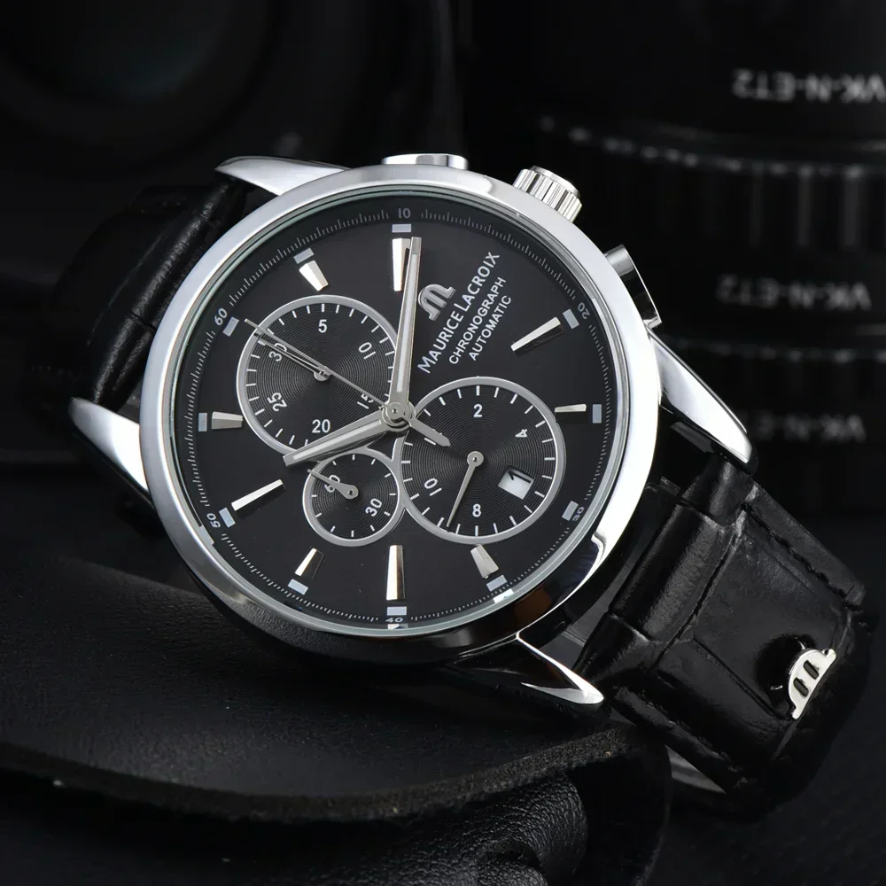 High Quality Maurice Lacroix Brand Watches For Mens Multifunction Chronograph WristWatch Business Precious Quartz AAA Male Clock image 3