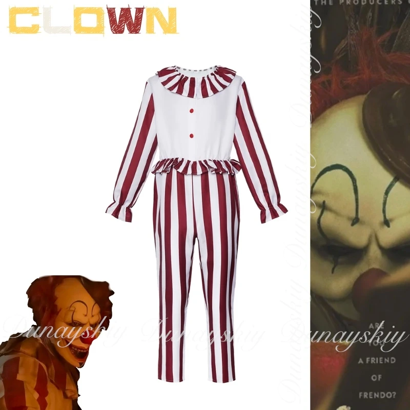 Clown in A Cornfield Movie The Clown One Character Cornfield Clown Cosy In Halloween Red Stripes Cosplay Costume Movie Full Suit