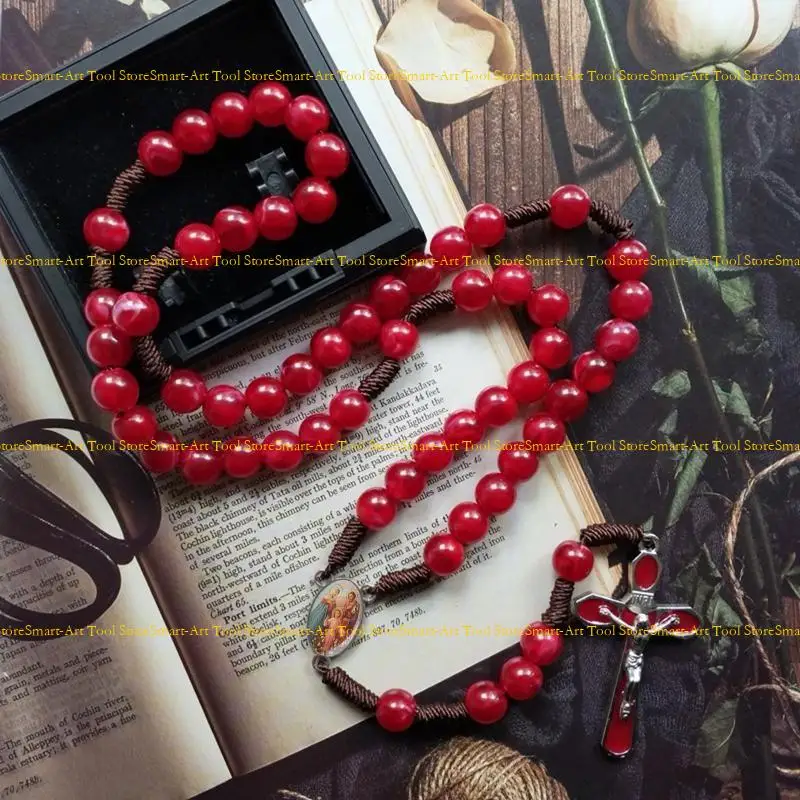 E1PB 10MM Acrylic Bead Bead Necklace Necklace Vintage Coase Catholic Catholic لـ JES