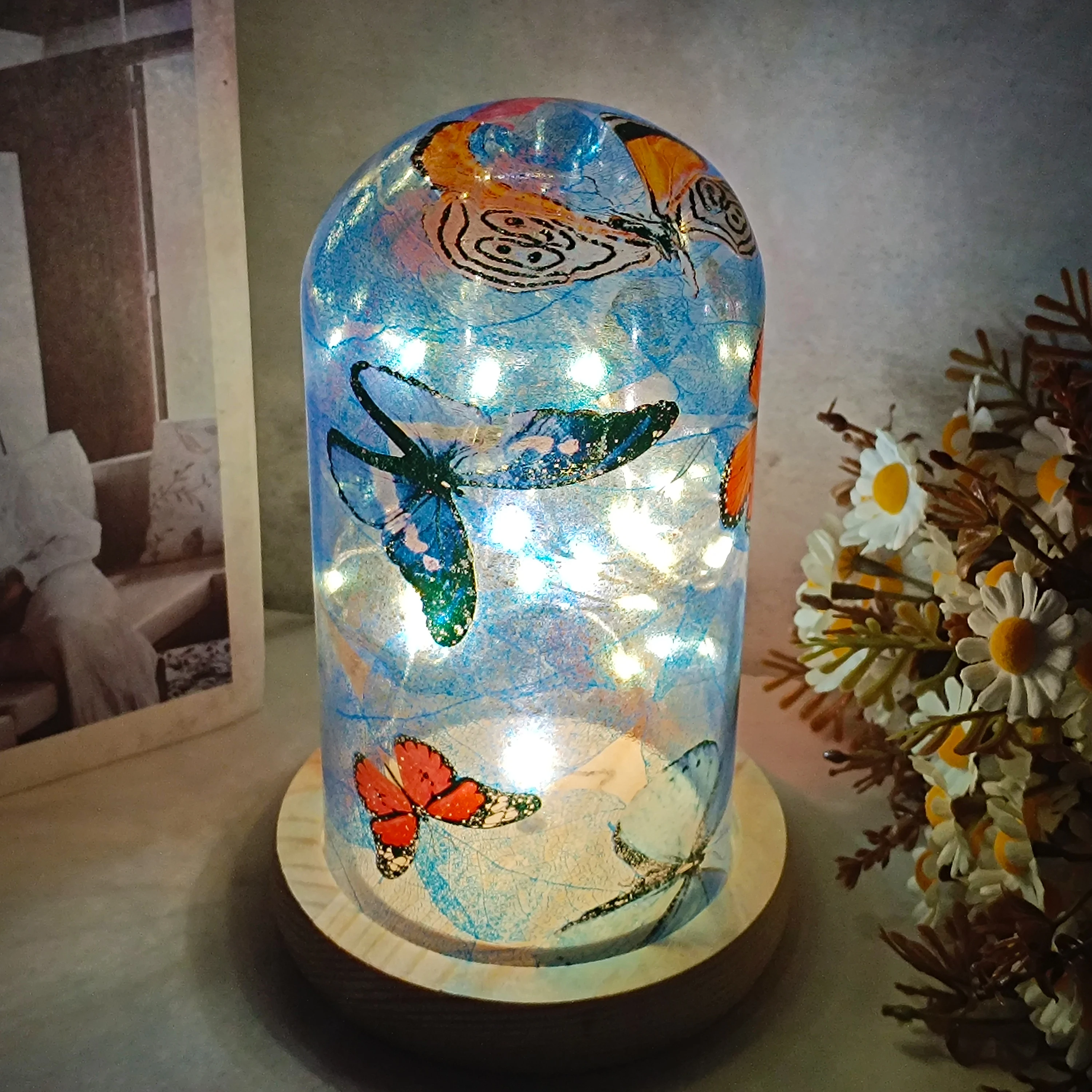 Butterfly Glass Shade Night Lamp Night Lighting Aid Sleep Night Lamp Energy Saving Bedroom Decorations Night Lamps