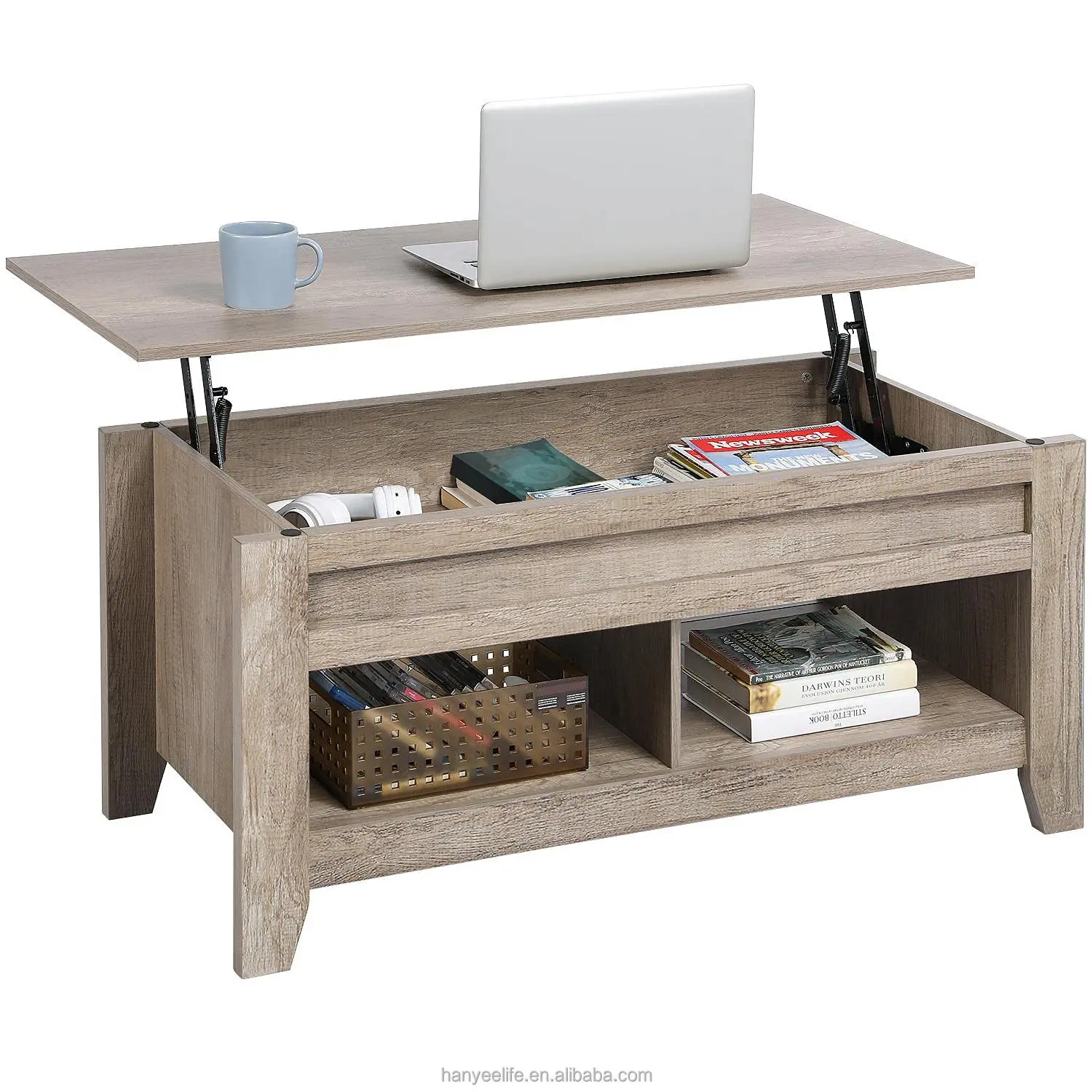 Modern Multifunctional Lift Top Extendable 4 Legs Coffee Table Mechanism With Storage Tea Table