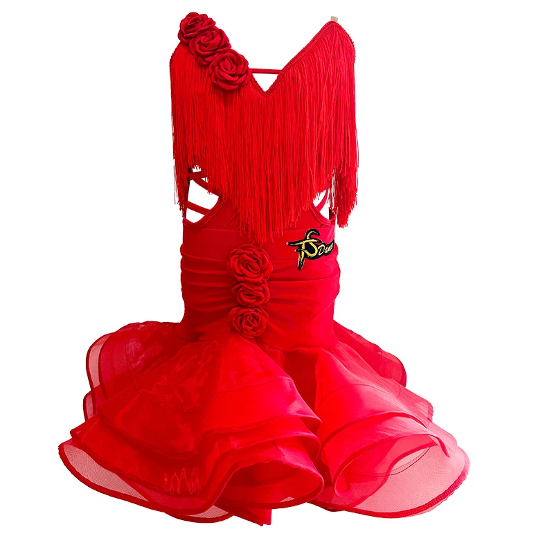 Zestaw kostiumów do ćwiczeń dla dzieci, wysokiej jakości, do występów, strój treningowy do tańca latynoamerykańskiego dla dziewcząt.