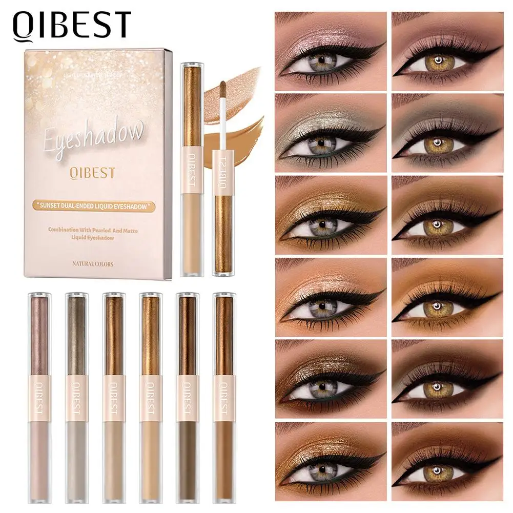 1 stücke Doppel Ende Flüssigen Lidschatten 2 In 1 Stick Bleistift Glitter Matte Lidschatten Make-Up Wasserdicht Bicolor Schimmer Frauen kosmetik