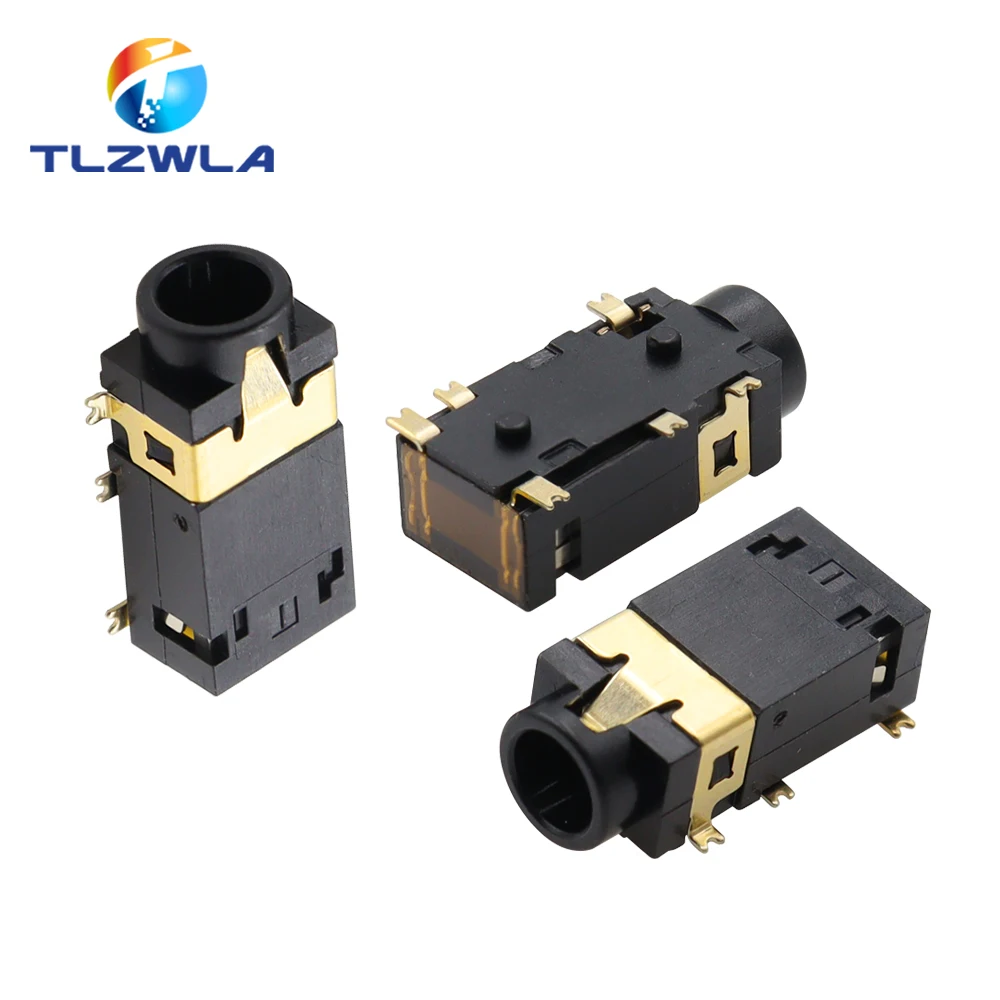 10PCS 3.5 MM Headphone Socket Audio Socket PJ-342 Surface Mounted 6 Feet Double Track Gold Plated PJ342