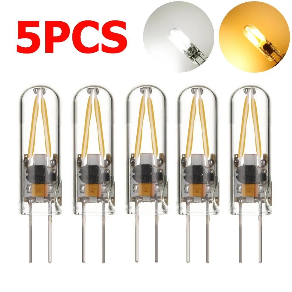 

5X G4 LED Light Bulbs AC/DC 12V Replace Filament Bulb Glass Lamps 5W Cool White 6000K Warm 3000K Chandelier Spotlight Bombillas