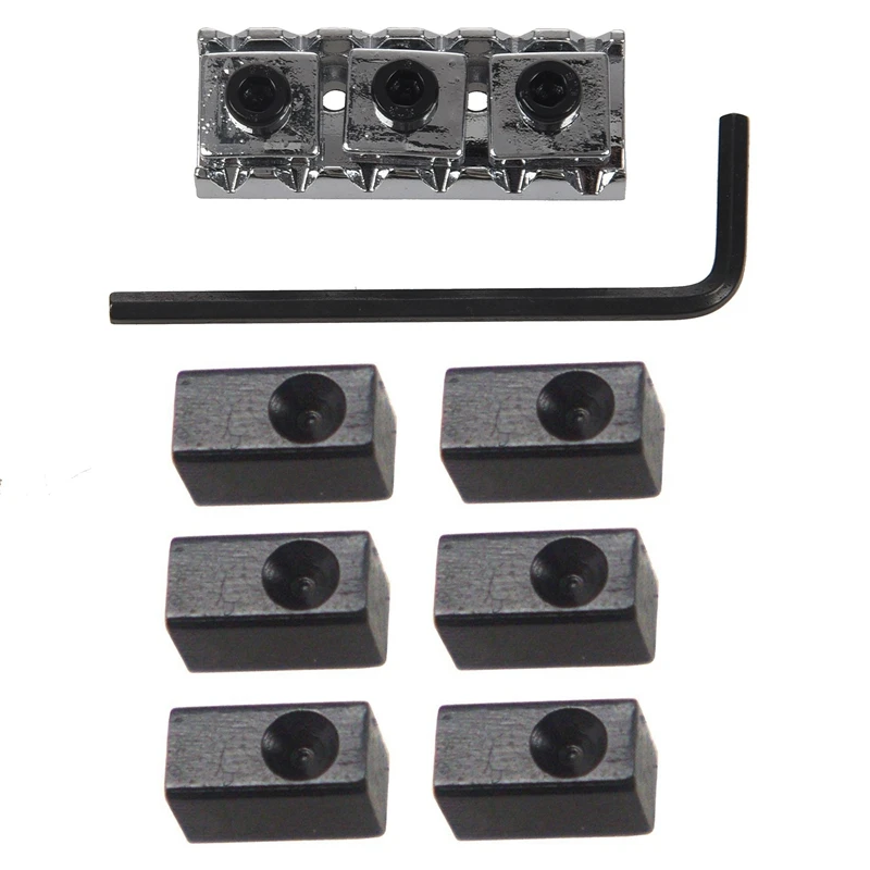 Quality 6 Pcs Guitar Tremolo Bridge Saddle Clamp Pressure Lock String Insert Metal Block For Electric Guitar Parts & 1 Pcs Elect