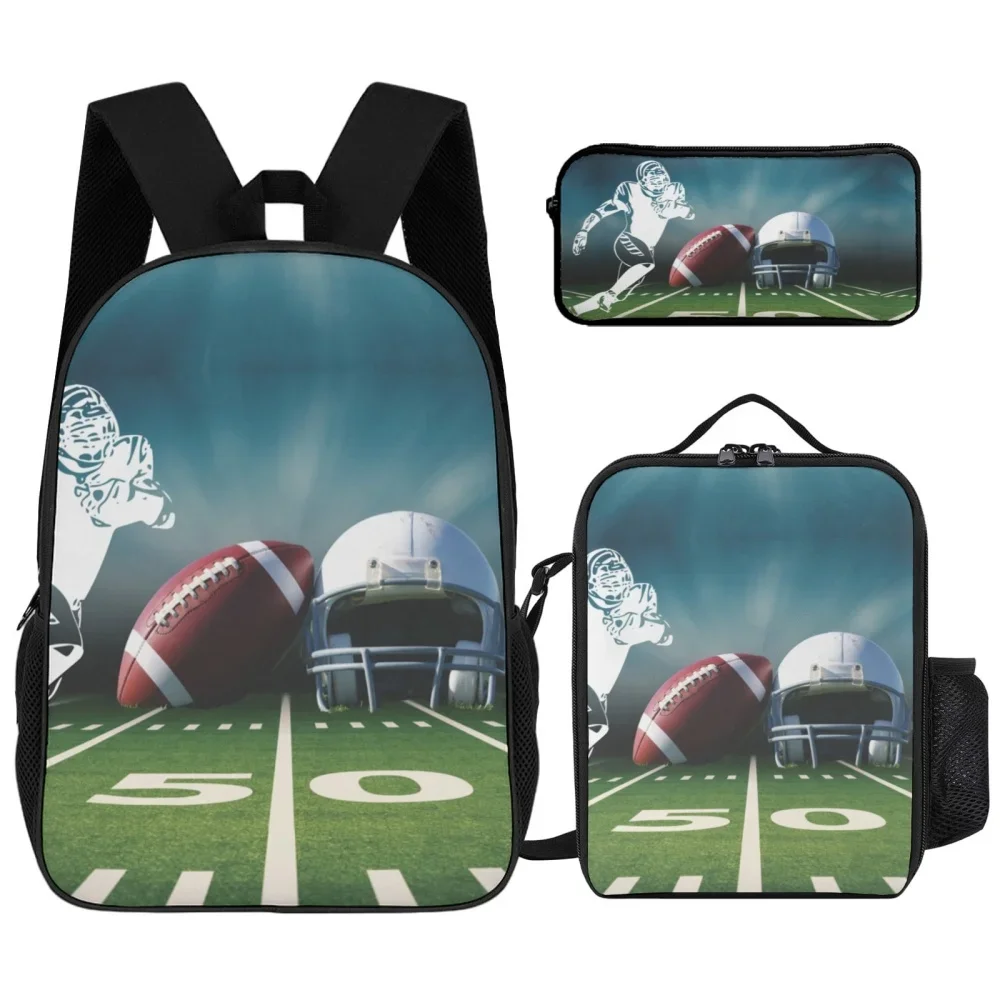 

16-дюймовый рюкзак с мультяшным принтом, ланч-бокс и пенал, набор из трех предметов, легкий материал, легко протирается, подходит для школьного использования