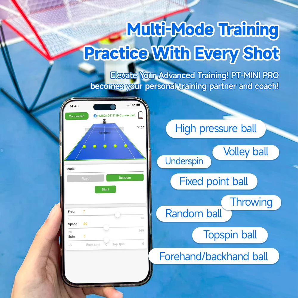 New Arrival PUSUN PT MINI PRO Tennis Ball Machine Padel Launch Training Equipment Set With Ball Colleting Net For Home & School