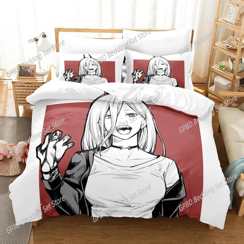 3D Print Anime Chainsaw Man Makima Bedding Set Double Twin King Duvet Cover Comforter Pillowcase Boys Girls Adults Bedroom