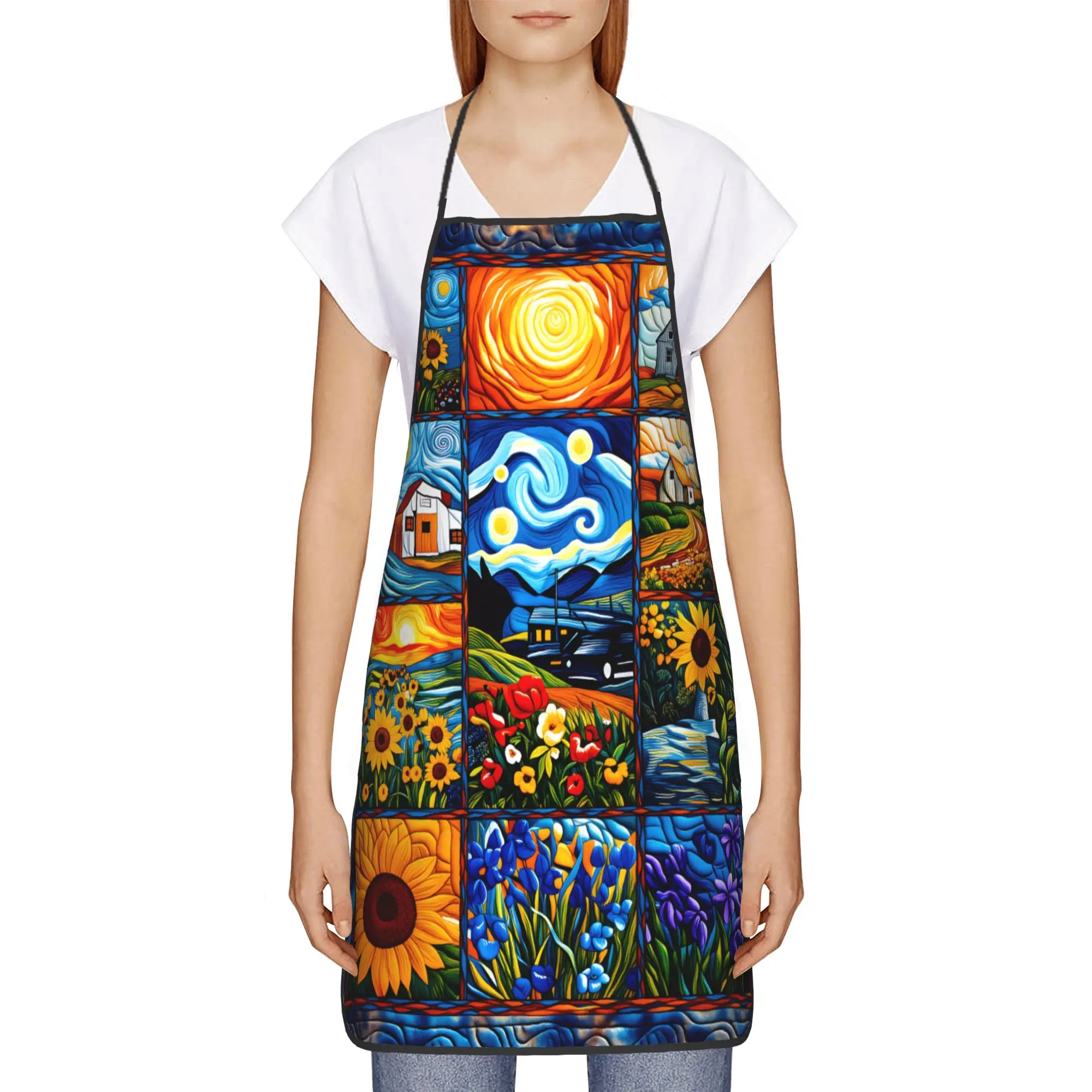 Van Gogh (2) Apron  Cute Cooking Kitchen Accessories Home Manicure Aprons without Pocket