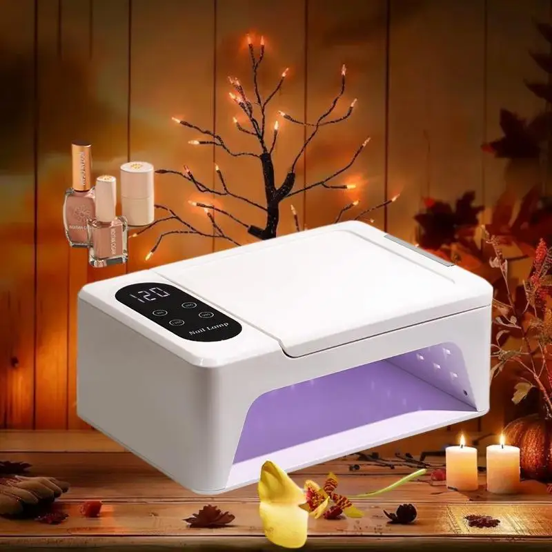 

Nail Polish Dryer Lamp Flip-top With Hand Pillow For Nails Art Two Hands Arm Rest Pillow 96Pcs Beads UV Led Nail Dryers Gel Lamp