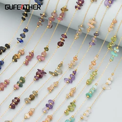 GUFEATHER C310, cadena diy, sin níquel, acero inoxidable, piedra natural, hallazgos de joyería, collar de pulsera diy, fabricación de joyas, 1 m/lote
