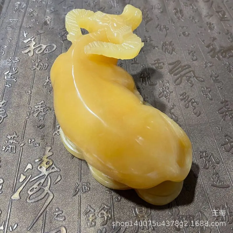 Beige Jade Zodiac Ox Ornament, Yellow Dragon Jade Money Ox, Chinese Zodiac Home Decor for Living Room and Office