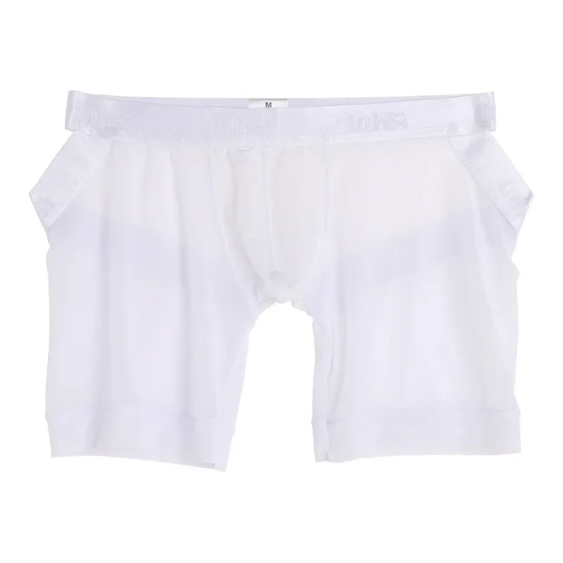 

Sheer Mesh Bulge Boxy Underwear for Men Sexy U Convex Pouch Boxer Briefs Ice Silk Gays Sexy High-Cut Sporty See-Through Lingerie