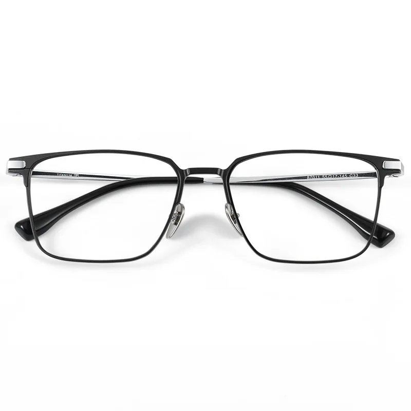 Xbora Ultra-Light Fashion Men\'s Square Glasses Luxurious Pure Titanium Large Size Optical Prescription Glasses Frames 87011