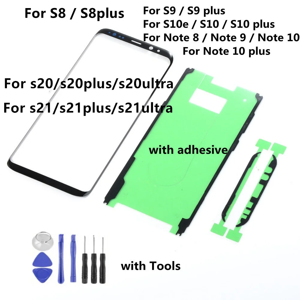 Painel de vidro frontal LCD para Samsung, tela sensível ao toque, ferramenta de substituição de lente exterior, S10e, S10, 5G, S8, S9, S20, S21