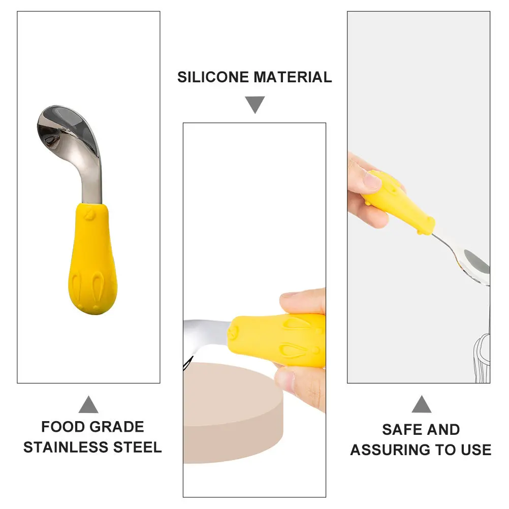 

Набор из 2 детских ложек с мягким наконечником для прикорма, идеально подходят для школьников, незаменимые для еды