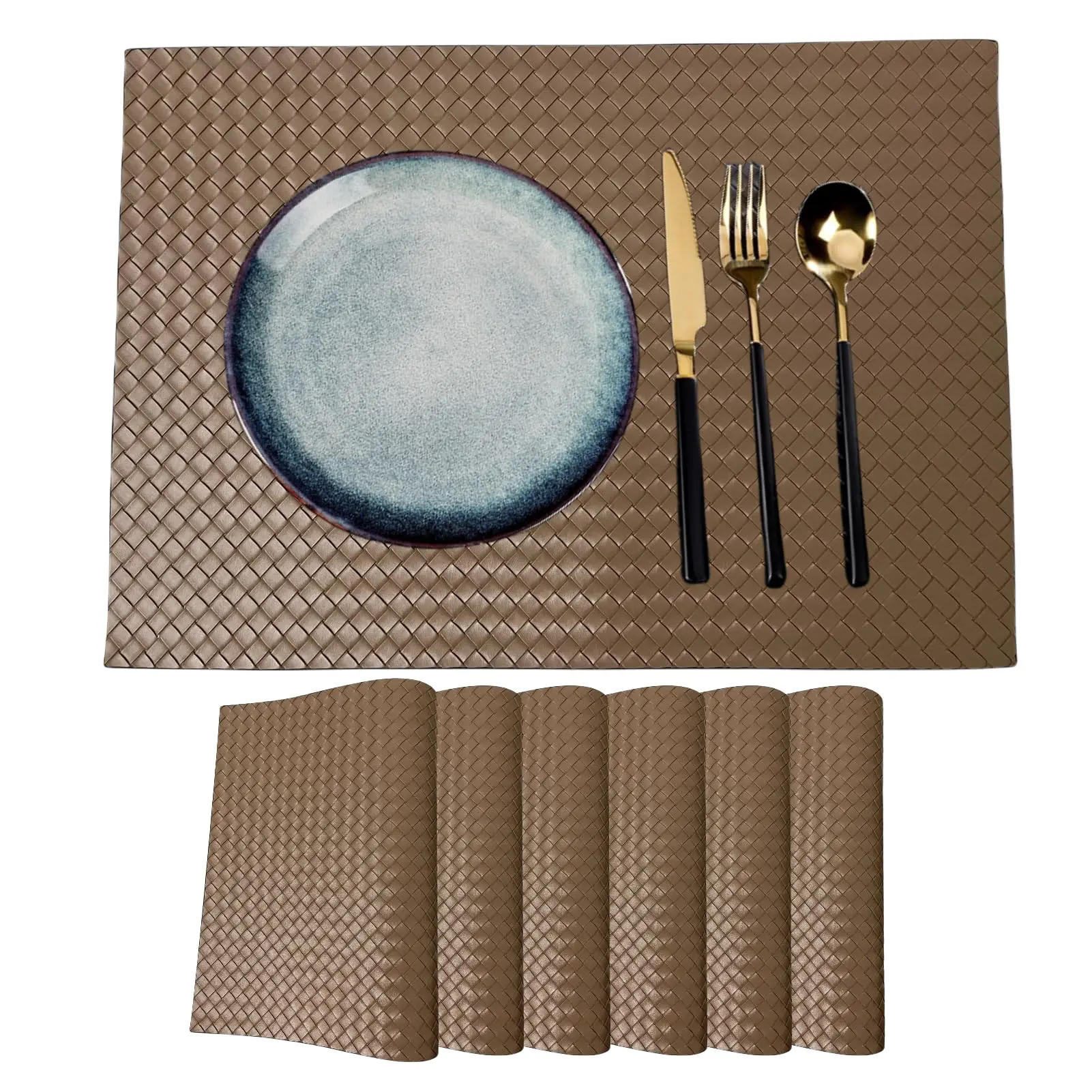 

13x18 Inch Placemats Woven Faux Leather Place Mat for Kitchen Dining Table Washable Wipeable Heat Resistant Waterproof Placemats
